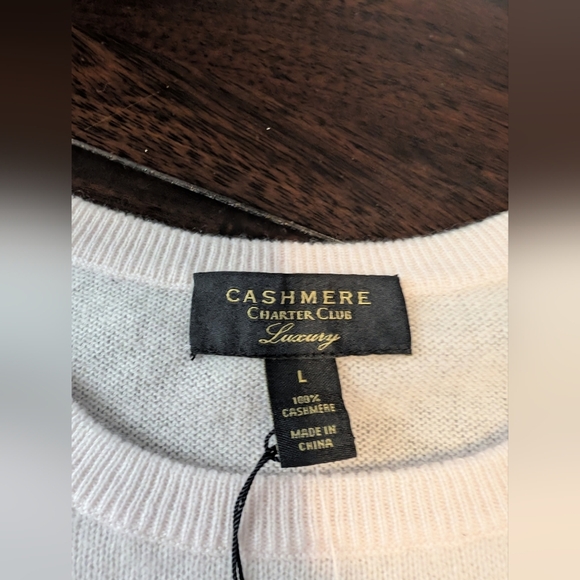 Charter Club 100% Cashmere Pale Pink  Crewneck Sweater, Women's Large, NWT - Picture 3 of 7